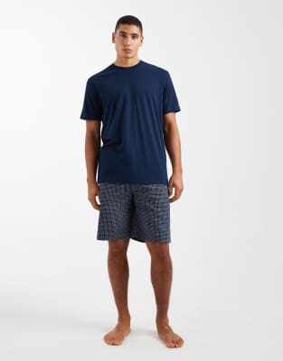 ONLY & SONS - Ensemble de pyjama avec short et t-shirt - Bleu marine et blanc