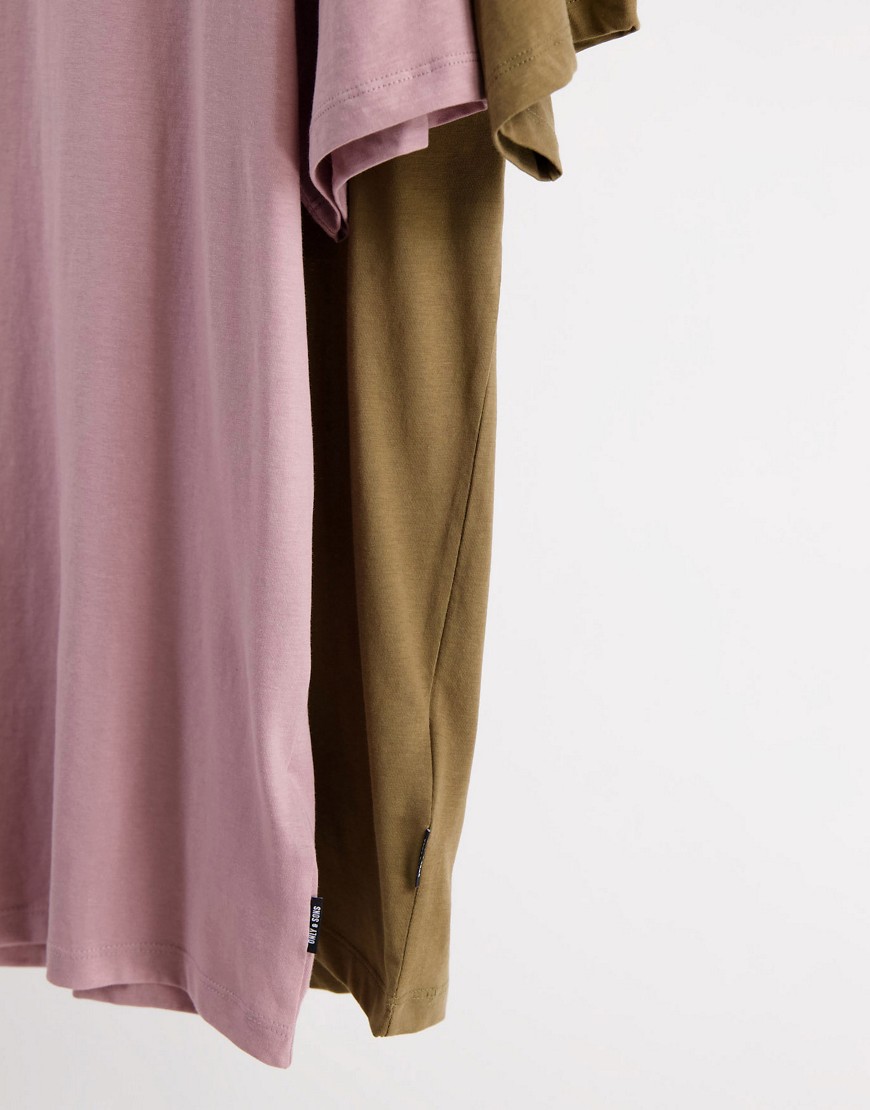 Essentials - Confezione da 2 T-shirt comode color malva e marrone-Multicolore - Only&Sons T-shirt donna  - immagine1