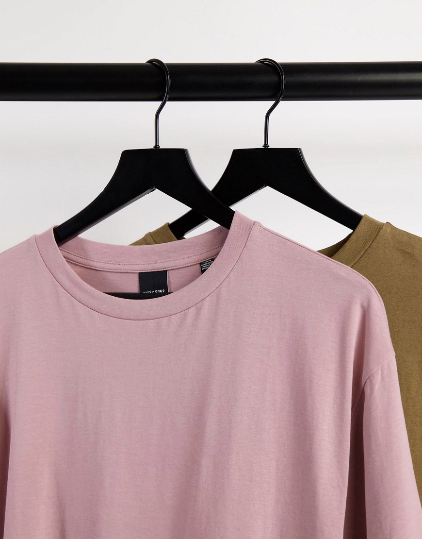 Essentials - Confezione da 2 T-shirt comode color malva e marrone-Multicolore - Only&Sons T-shirt donna  - immagine3