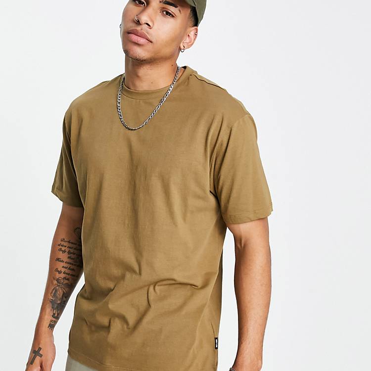 Only & Sons essentials relaxed fit t-shirt in brown | ASOS