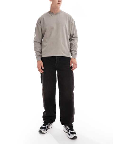 ONLY & Sons - Fade - Jeans met losse pasvorm in zwart met vintage bruine wassing - view 1
