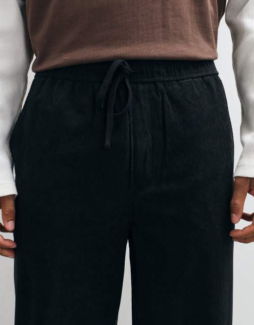 ONLY & SONS Fade loose fit cord trouser in black, 4 of 5