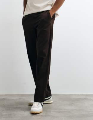 Only & Sons Toby Loose Tapered Fit Cotton Pants In Brown