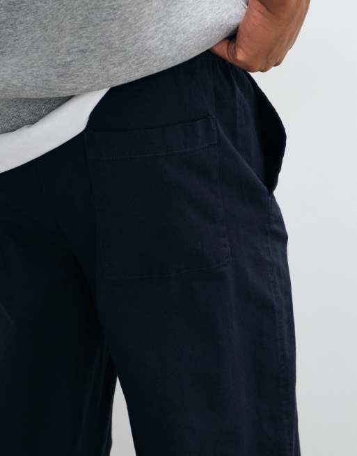 ONLY & SONS Fade loose fit cotton pants in navy, 3 of 5