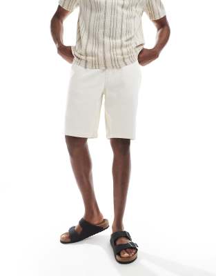 Fade loose fit denim shorts in ecru-White
