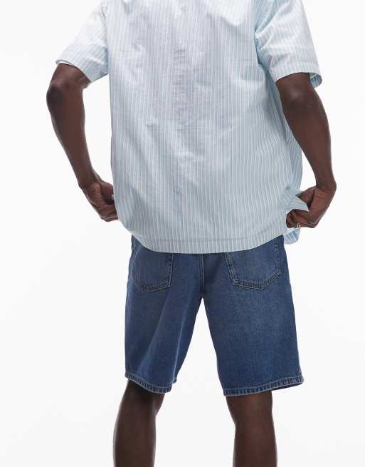 ONLY & SONS fade loose fit denim shorts in mid blue wash, 2 of 5