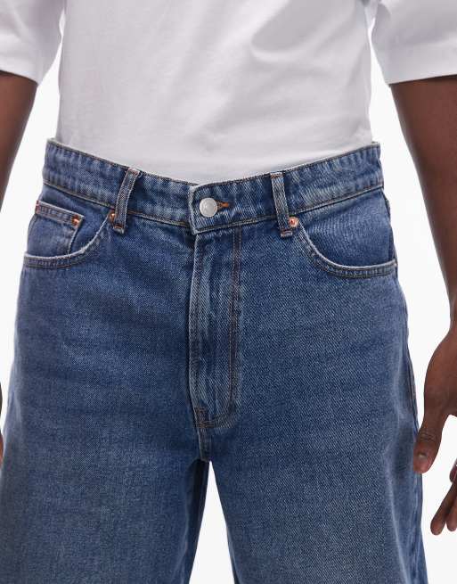 ONLY & SONS fade loose fit denim shorts in mid blue wash, 5 of 5