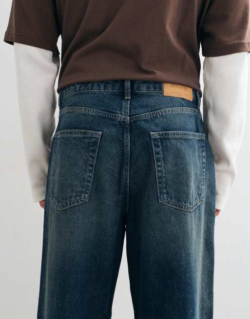 ONLY & SONS Fade loose fit jeans i vasket mørk oliven denim, 5 af 5