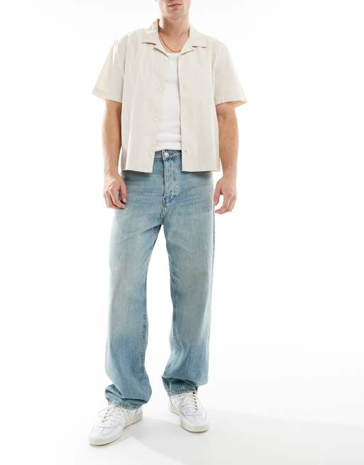 ONLY & SONS Fade loose fit jeans in bleach wash