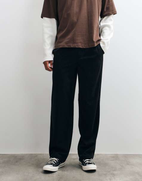 ONLY & SONS Fade loose fit manchesterbyxa i svart - view 1