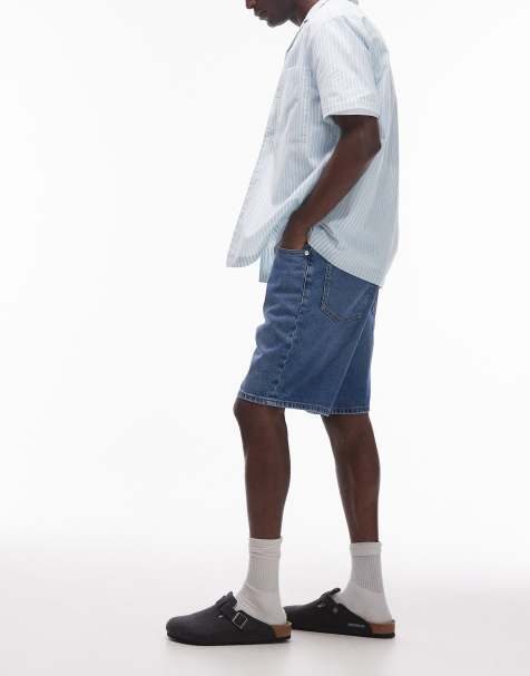 ONLY & SONS Fade loose fit denim shorts in mid blue wash