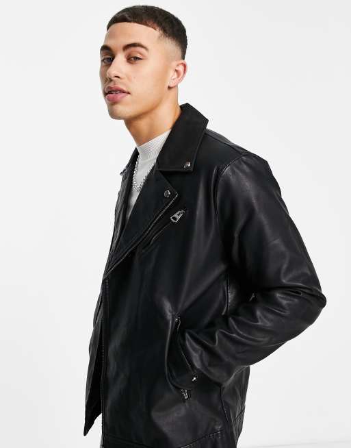 Obey faux leather jacket cheap mens