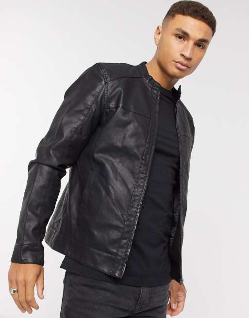 Only & sons leather jacket hotsell