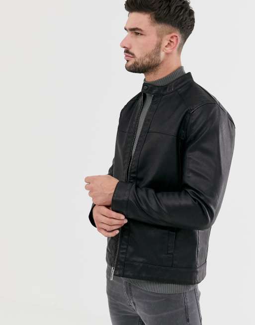 Only and sons on sale faux leather jacket