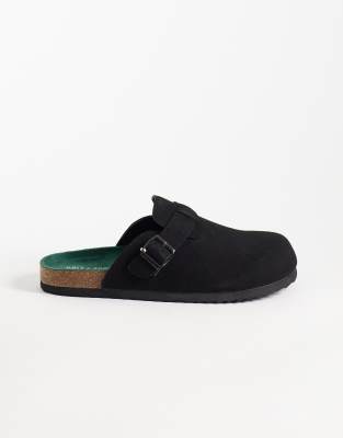  faux suede clogs with buckle 