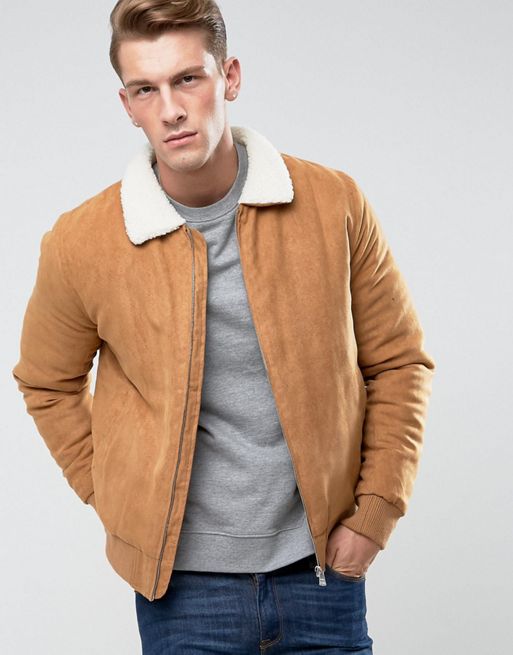 Only & Sons Faux Suede Jacket With Fleece Collar | ASOS