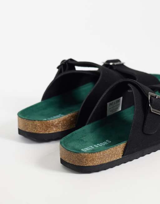 ONLY & SONS faux suede mule sandals in black, 3 of 4