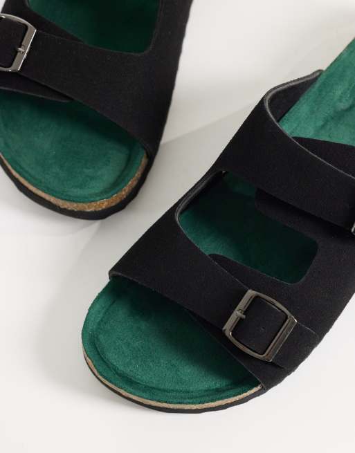 ONLY & SONS faux suede mule sandals in black, 4 of 4