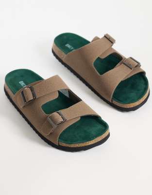  faux suede mule sandals in light brown