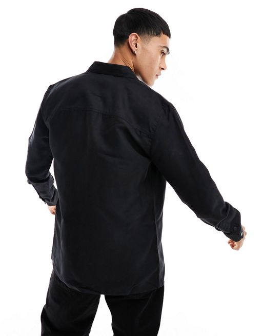 Only & Sons faux suede shirt in black