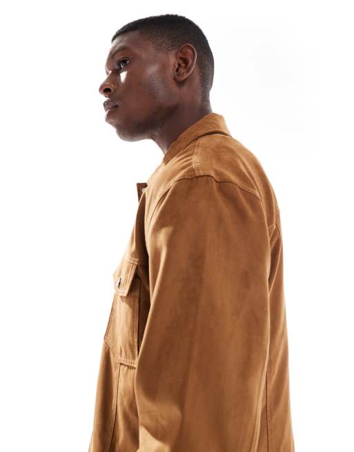 ONLY & SONS faux suede trucker jacket in tan, 4 of 5