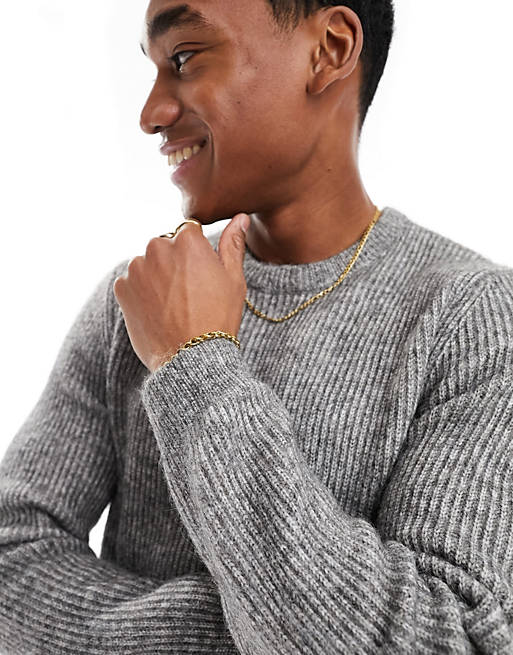ONLY & SONS faux wool jumper in light grey | ASOS