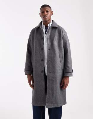 Only & Sons Faux Wool Longline Coat In Gray