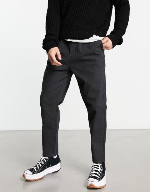 Only & Sons faux wool tapered fit smart pants in gray 