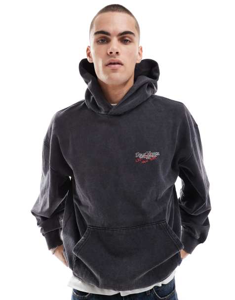 ONLY & SONS - Felpa con cappuccio comoda nero slavato con stampa "NY" - view 1