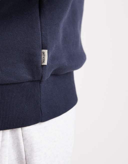 ONLY & SONS - Felpa con cappuccio slim blu navy, 5 di 5