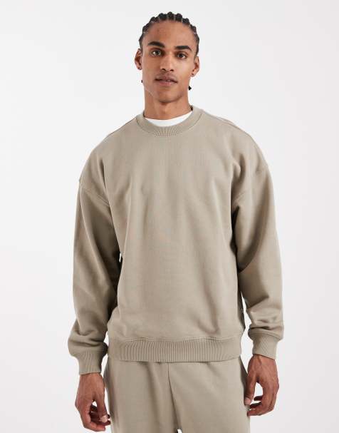 ONLY & SONS - Felpa girocollo oversize premium pesante 400 g/m² color pietra in coordinato - view 1