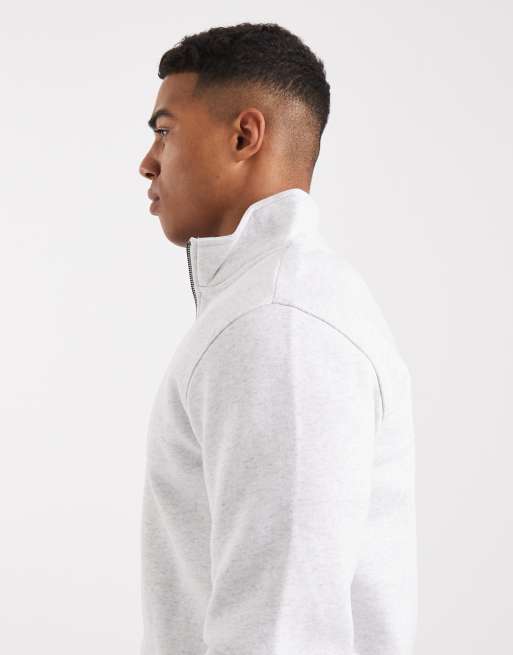 ONLY & SONS - Felpa grigio chiaro con zip corta, 4 di 5
