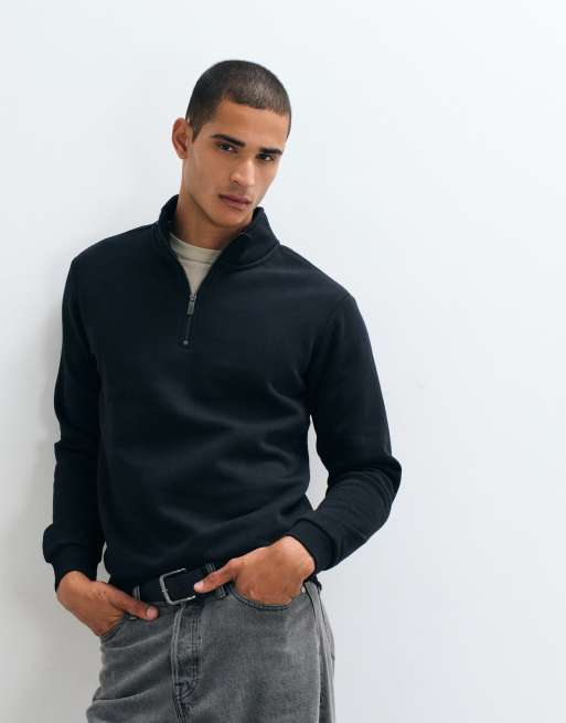 ONLY & SONS - Felpa nera con zip corta, 5 di 5
