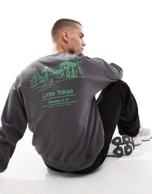ONLY & SONS - Felpa oversize color antracite con stampa 