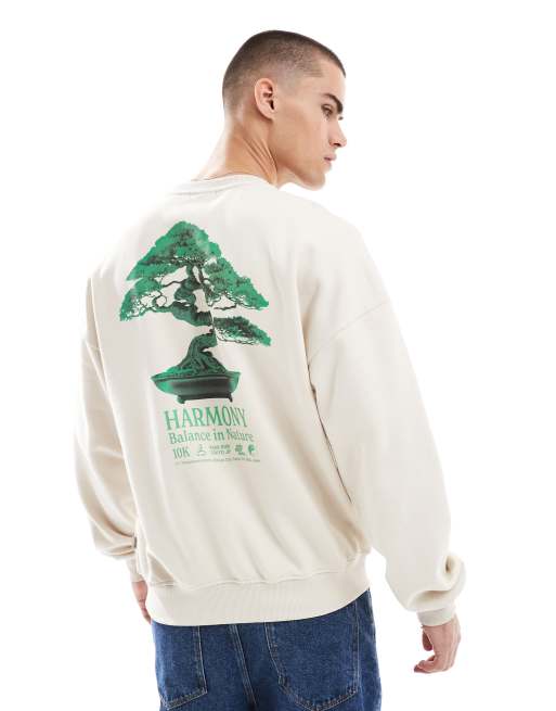 ONLY & SONS - Felpa oversize color crema con stampa 