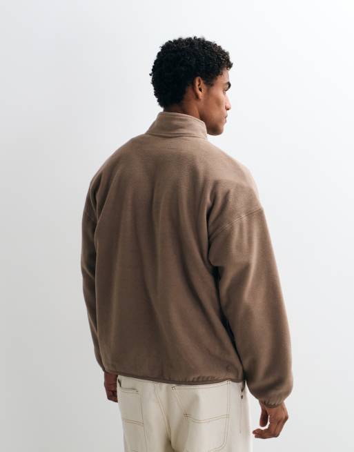 ONLY & SONS felpa oversize in pile con stampa leave blank marrone chiaro, 4 di 5