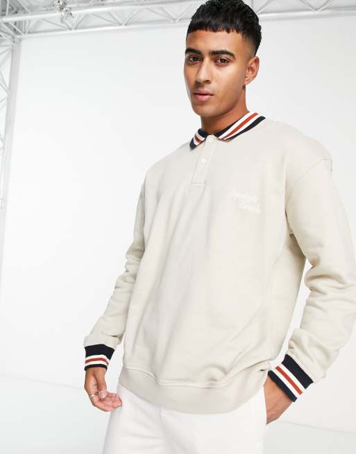 Only & Sons - Felpa stile rugby oversize bianca con logo ricamato