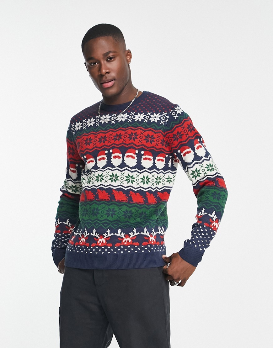 Only & Sons festive Christmas jumper in blue