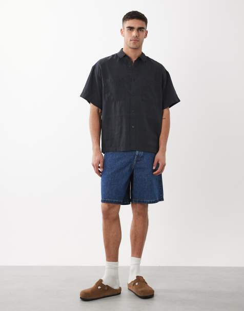 ONLY & SONS – Figurbetontes, kurzärmliges Hemd in Schwarz mit kastigem Schnitt - view 1