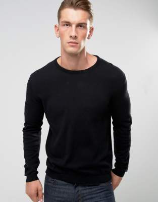 fine knit jumper-Navy