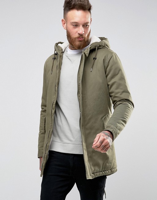 Only & Sons | Only & Sons Fishtail Parka With Borg Lined Hood