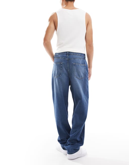 ONLY & SONS Five baggy fit jeans in dark blue denim
