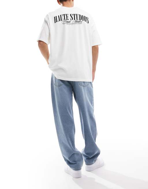 ONLY & SONS Five baggy fit jeans in light blue denim