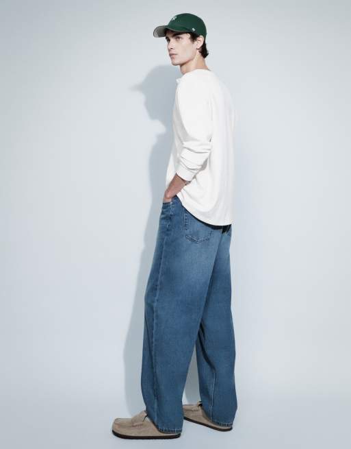 ONLY & SONS Five baggy fit jeans in mid blue denim, 5 of 9