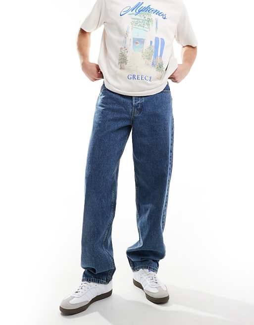 ONLY & SONS five baggy fit jeans in mid blue wash | ASOS ONLY & SONS five baggy fit jeans in mid blue wash | ASOS