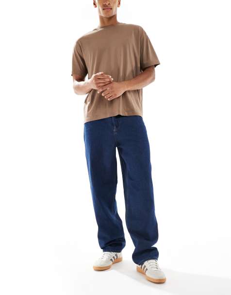 ONLY & SONS – Five – Obszerne ciemnoniebieskie jeansy z efektem sprania - view 1