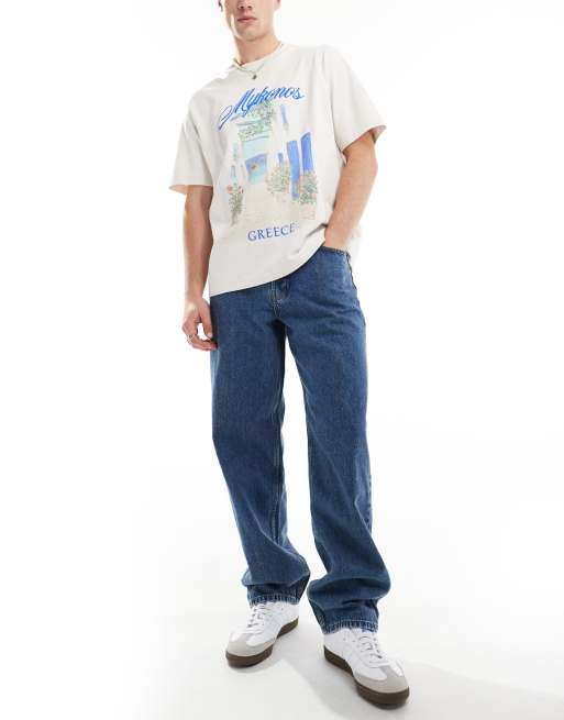 ONLY & SONS - Five - Posede jeans i mellemblå vask