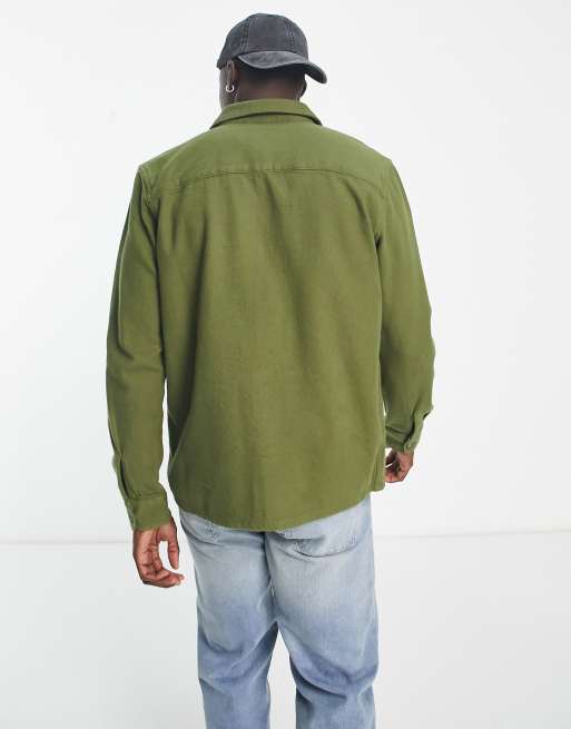 Only & Sons – Flanell-Hemdjacke in Khaki, 4 von 4