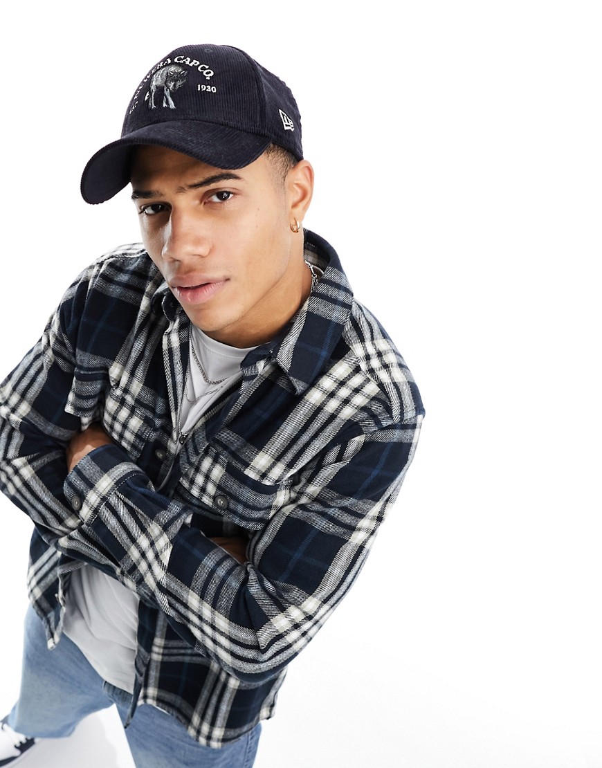 ONLY & SONS flannel check overshirt in navy