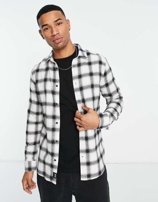 Only & Sons flannel check shirt in white | ASOS